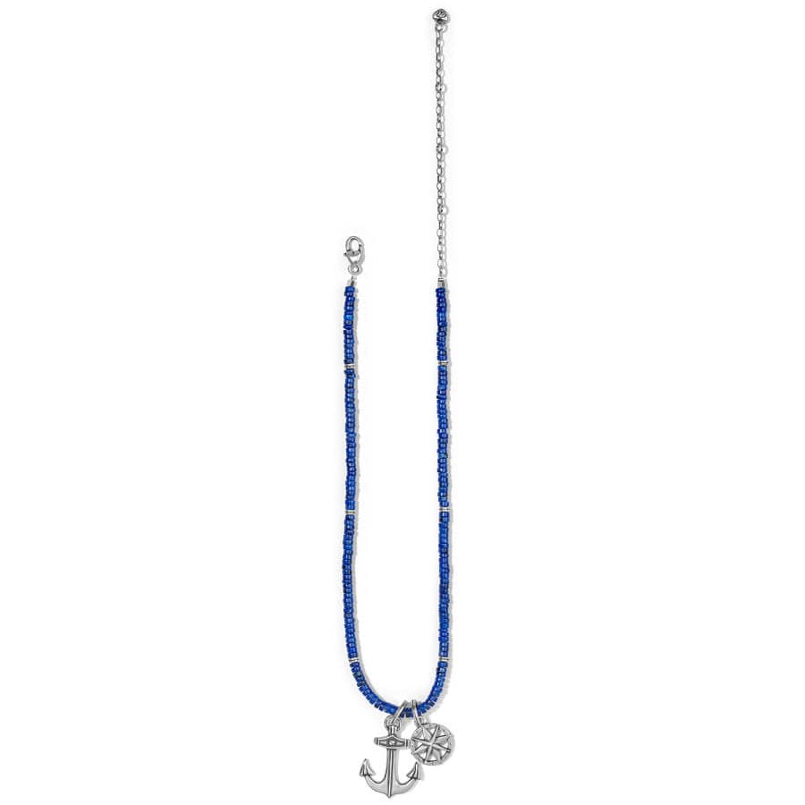 Anchor And Soul Bead Necklace silver-blue 2