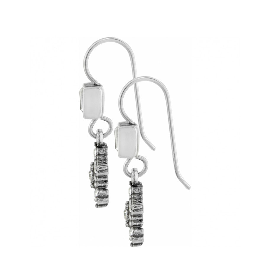 Brighton drop earrings with silver-plated hooks and crystal accents shown from the side on a white background