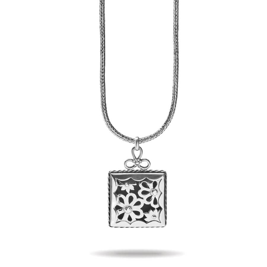 Bali Lacy Daisy Square Pendant Necklace silver 1