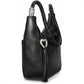 Black leather Barbados Ziptop Hobo handbag with braided handles, silver decorative ends, and a heart-shaped silver pendant with a leather tassel, set against a plain, white background.