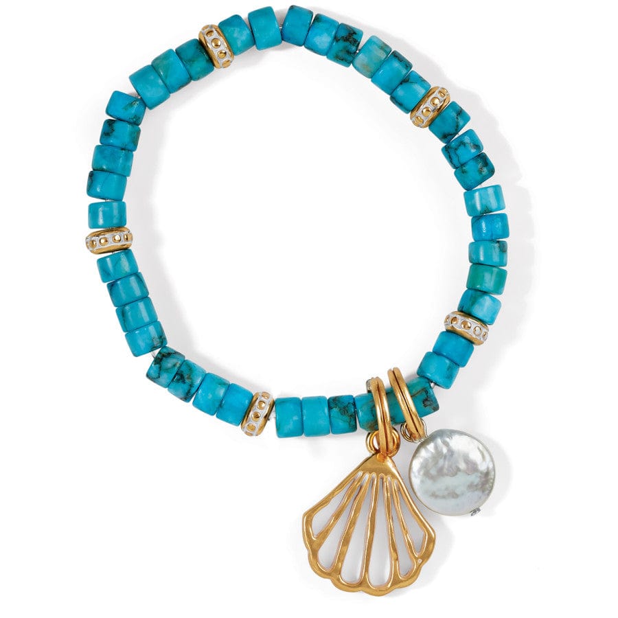 Calypso Shell Heishi Stretch Bracelet gold-turquoise 1