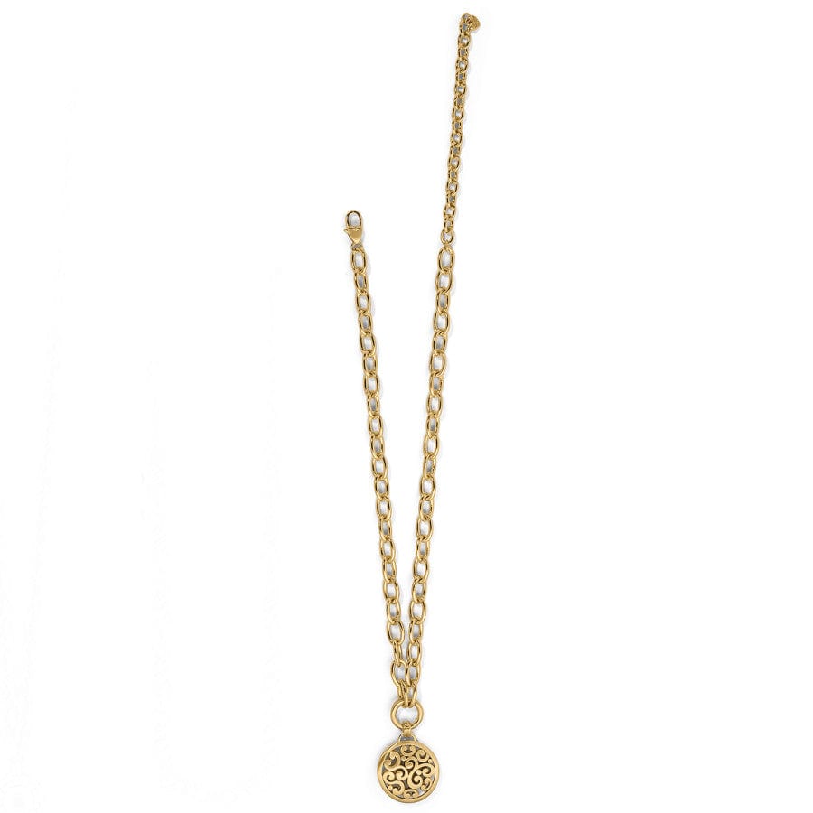 CHANEL THICK CHAIN LOGO PLATE GOLD BELT NECKLACE WITH CHARM MEDALLION