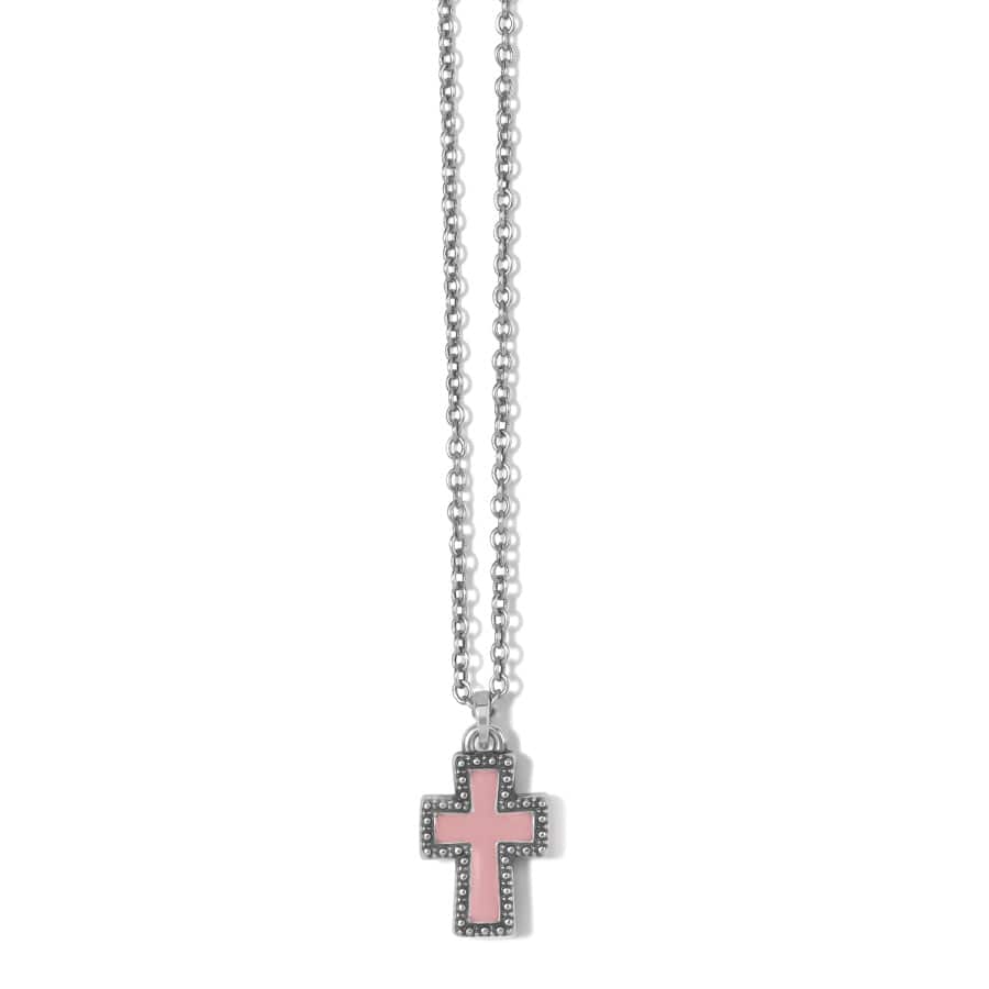 Dazzling Cross Petite Necklace silver-pink 5