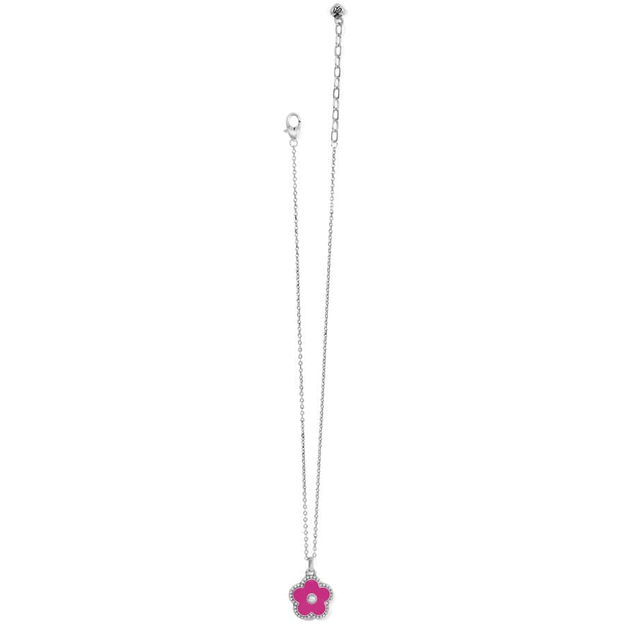 Dazzling Love Flower Necklace silver-fuchsia 22