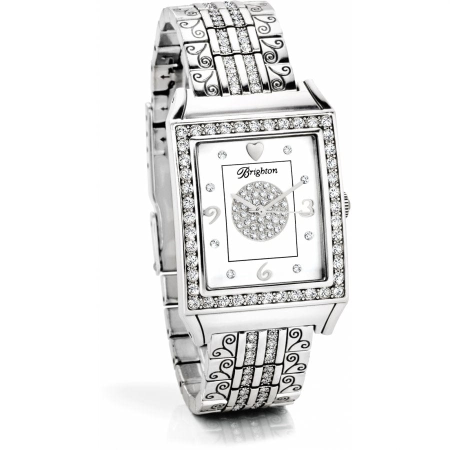 Diamond Bar Watch displaying a side profile view; set against a white background. The watchband consists of linked segments and a clasp with holes for size adjustment.