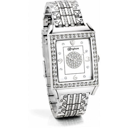 Diamond Bar Watch displaying a side profile view; set against a white background. The watchband consists of linked segments and a clasp with holes for size adjustment.