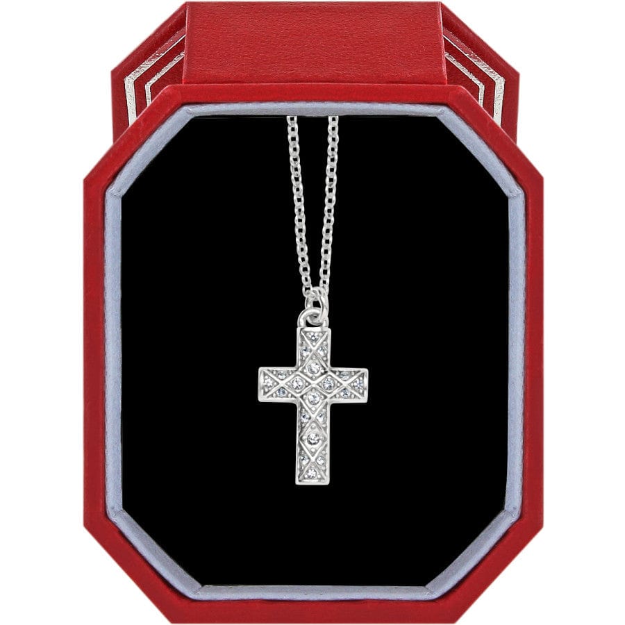 Diamond Cross Necklace Gift Box silver 1