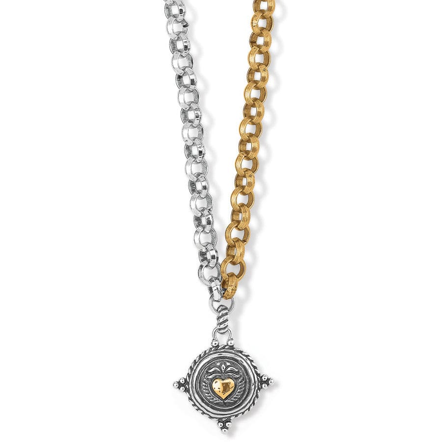 Ferrara Virtue Winged Heart Statement Necklace silver-gold 1
