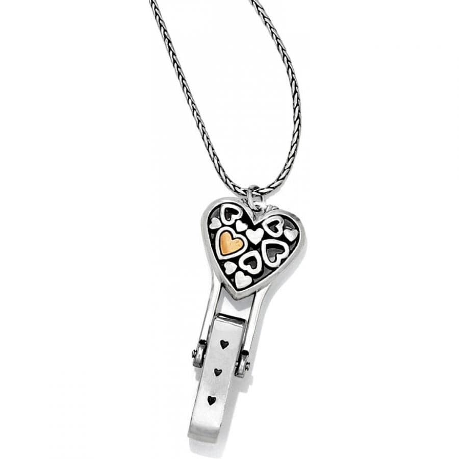 Floating Heart Badge Clip Necklace silver-gold 1