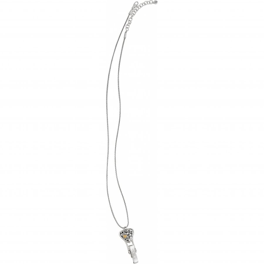 Floating Heart Badge Clip Necklace silver-gold 3