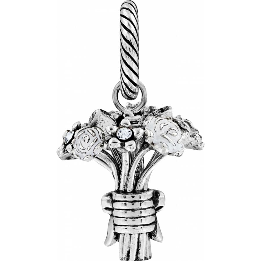 Flower Bouquet Charm silver-white 3