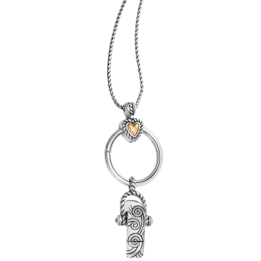 Heart Charm Reversible Badge Clip Necklace silver 2