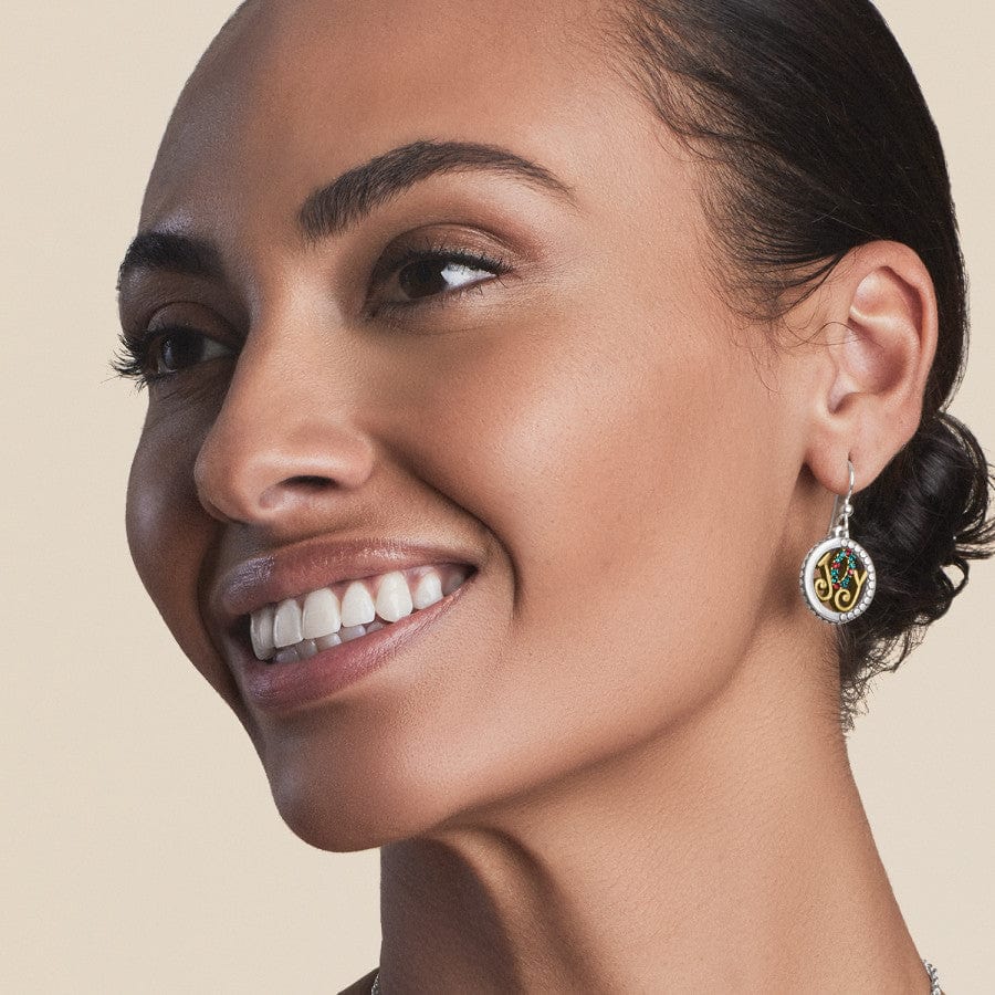 Model wearing Holiday Joy French Wire Earrings side view