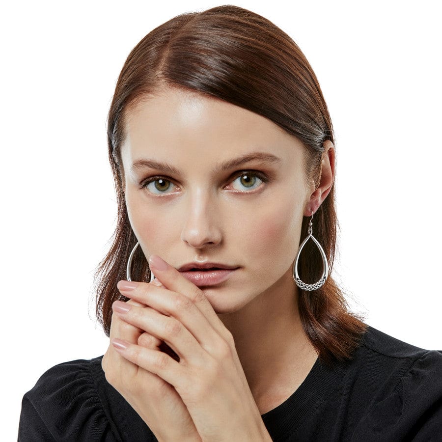 Interlok Braid Oval Drop French Wire Earrings silver 3
