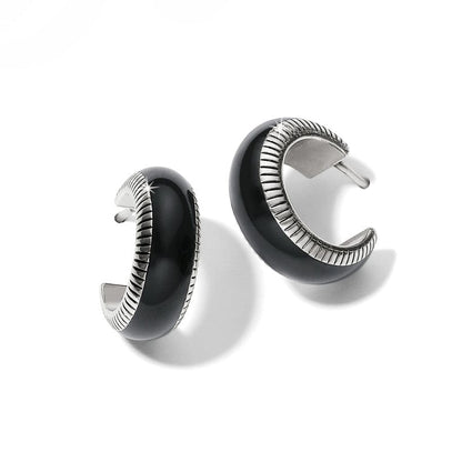 Interlok Noir Small Hoop Earrings