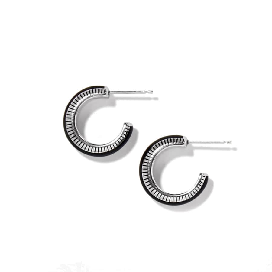 Interlok Noir Small Hoop Earrings silver-black 2