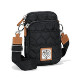 Kora Mini Utility Bag - front view showcasing the compact black design with silver accents and heart stitching