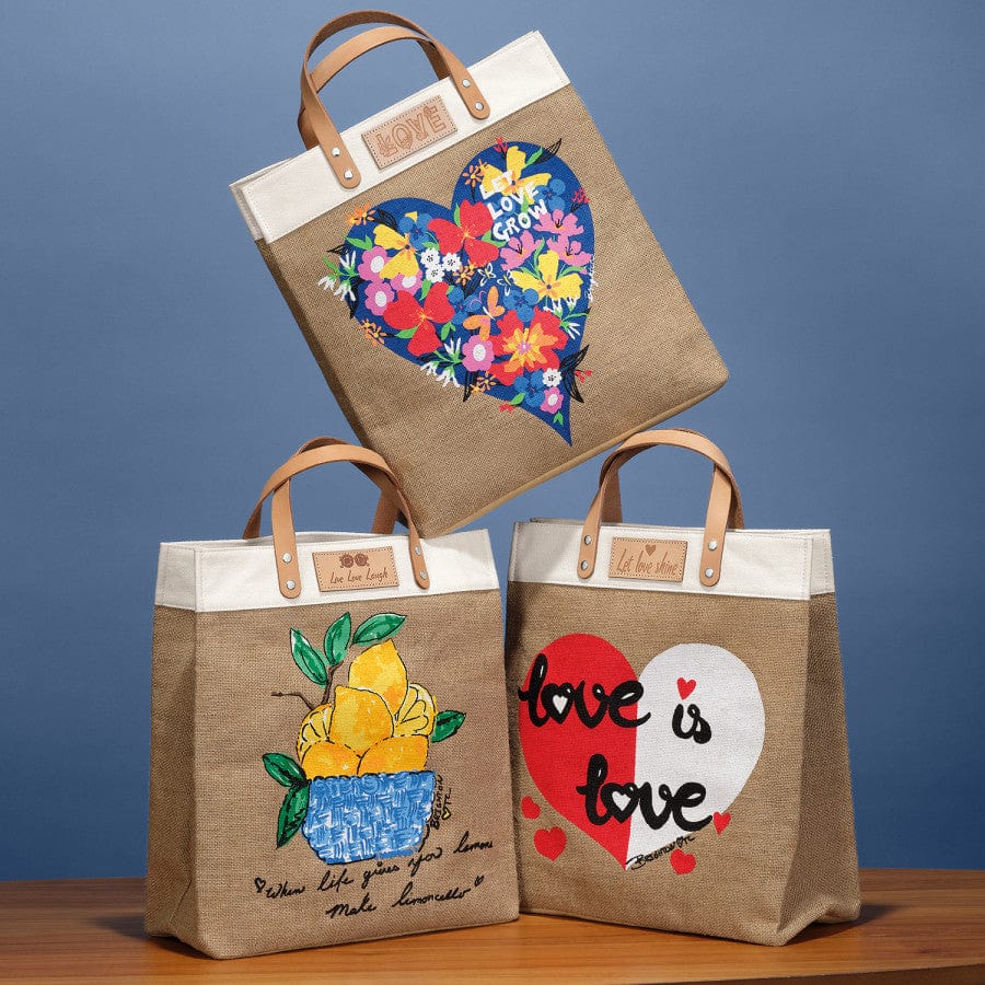 Let Love Grow Burlap Tote multi 4