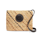 McKenna Straw Cross Body - front view showcasing the woven straw design and leather accents