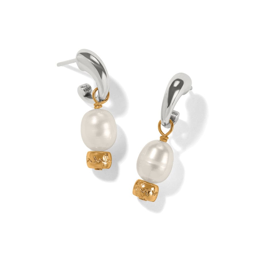 Meridian Petite Pearl Two Tone Post Hoop Earrings silver-pearl 1