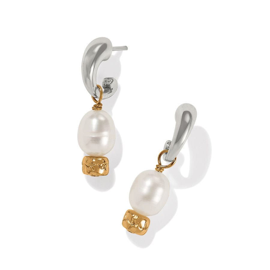 Meridian Petite Pearl Two Tone Post Hoop Earrings silver-pearl 2