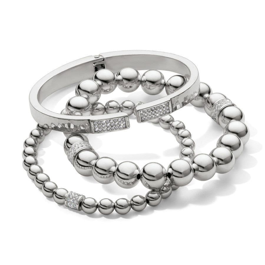 Meridian Petite Stretch Bracelet shown with two matching silver bracelets