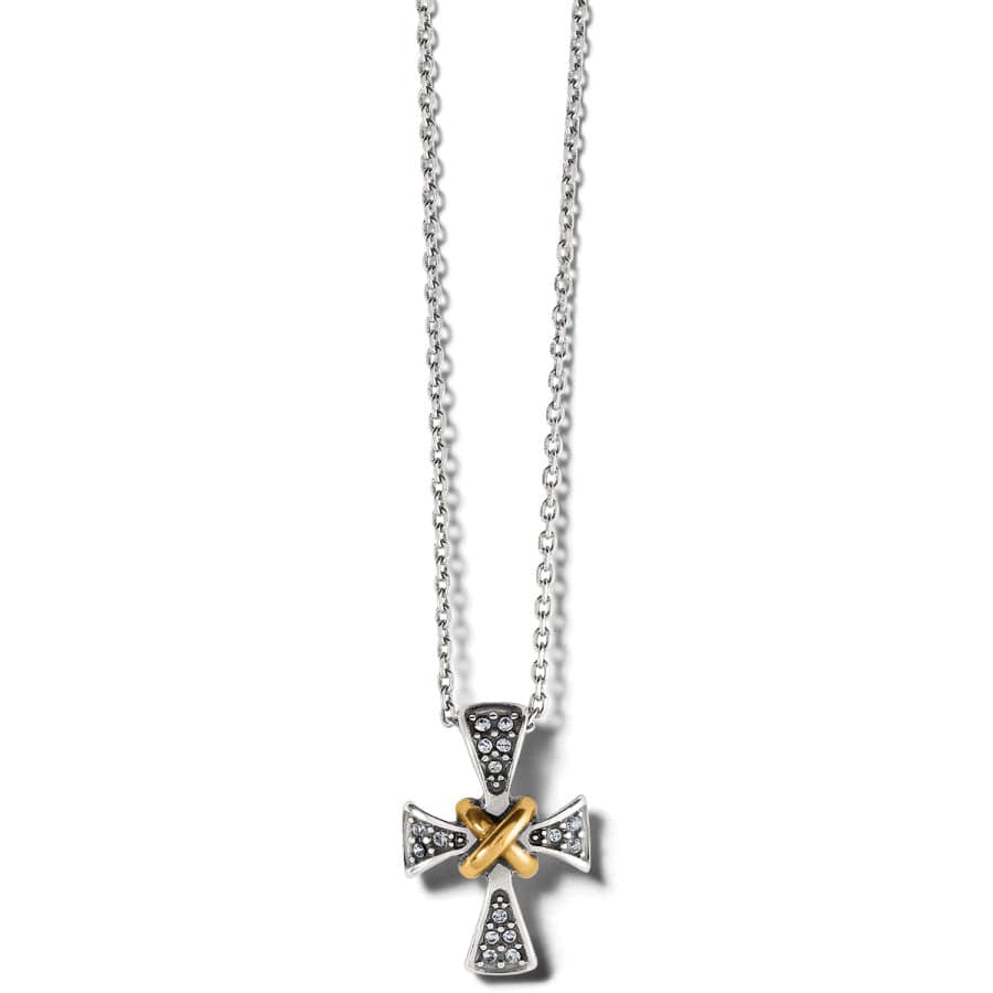 Meridian Two Tone Mini Cross Necklace silver-gold 1