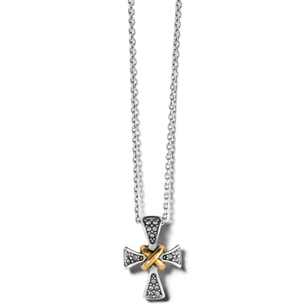 Sterling Silver Overlay With 14 KT Gold Two Tone Cross Necklace - Ruby Lane