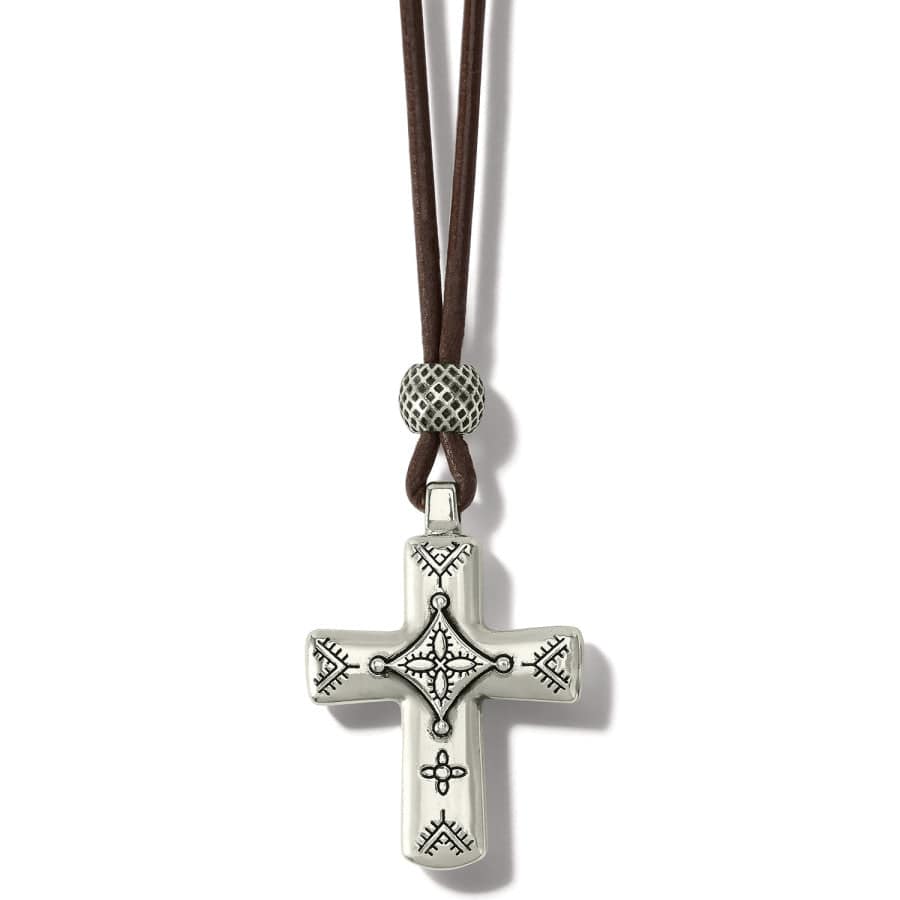 Mosaic Paseo Leather Cross Necklace silver 1