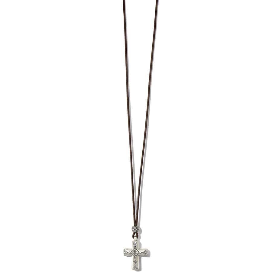 Mosaic Paseo Leather Cross Necklace silver 2
