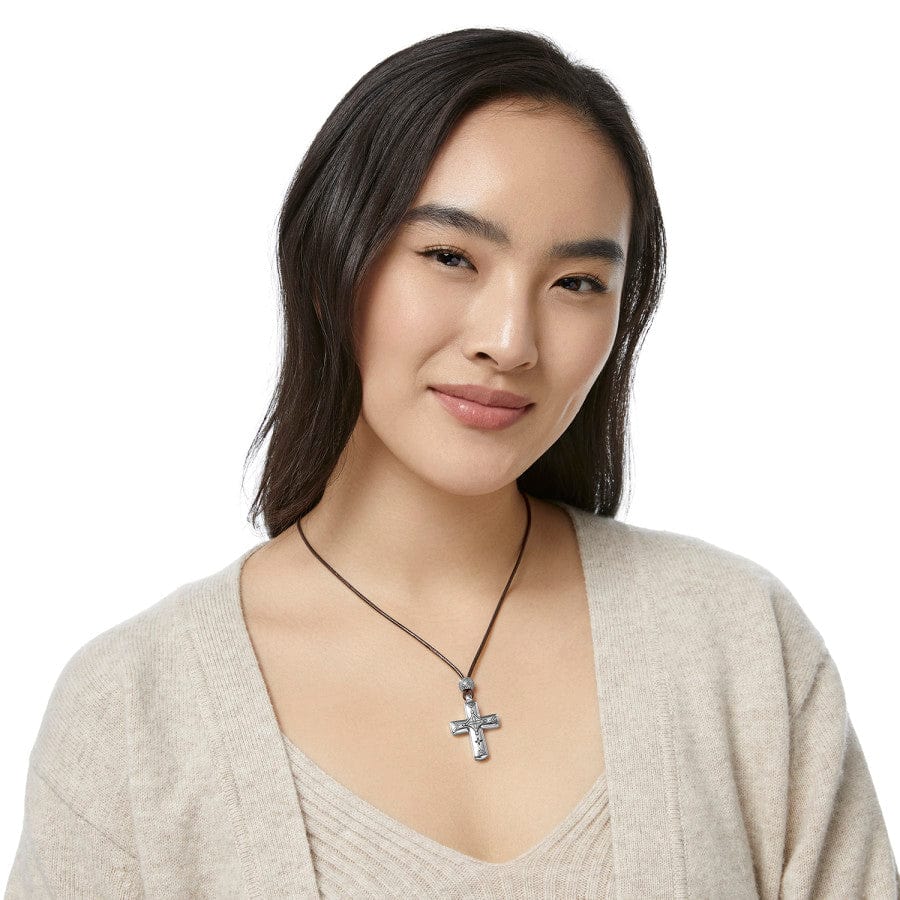 Mosaic Paseo Leather Cross Necklace silver 4