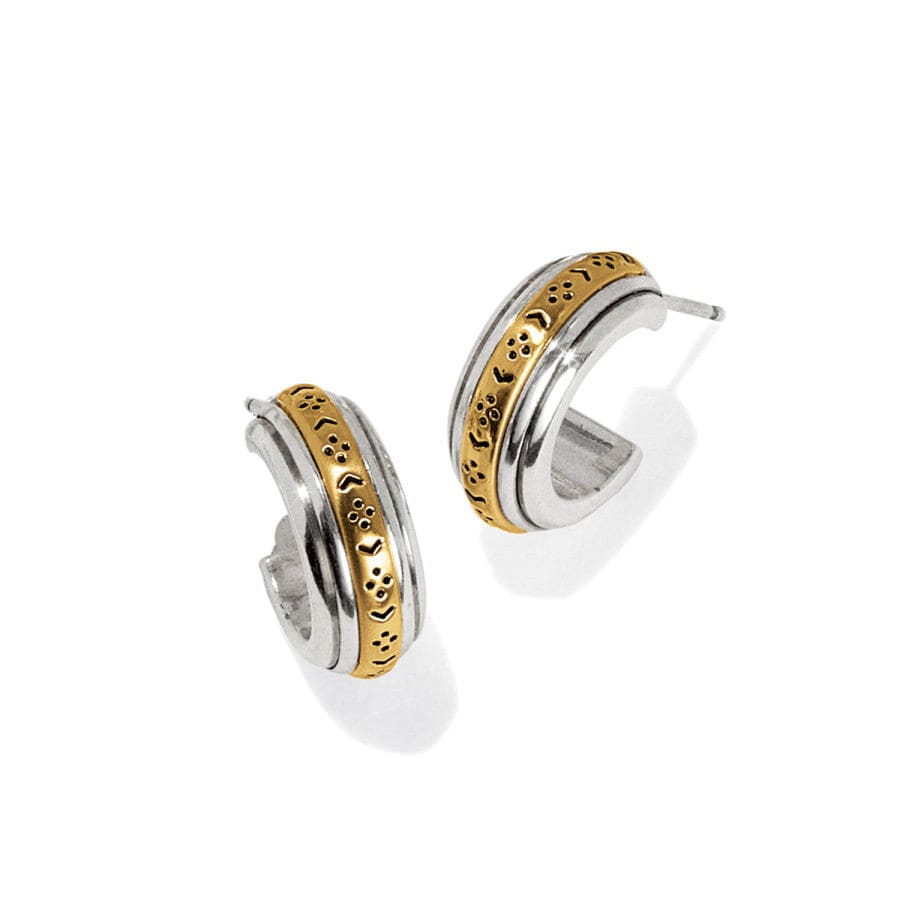 Mosaic Two Tone Mini Hoop Post Earrings silver-gold 1