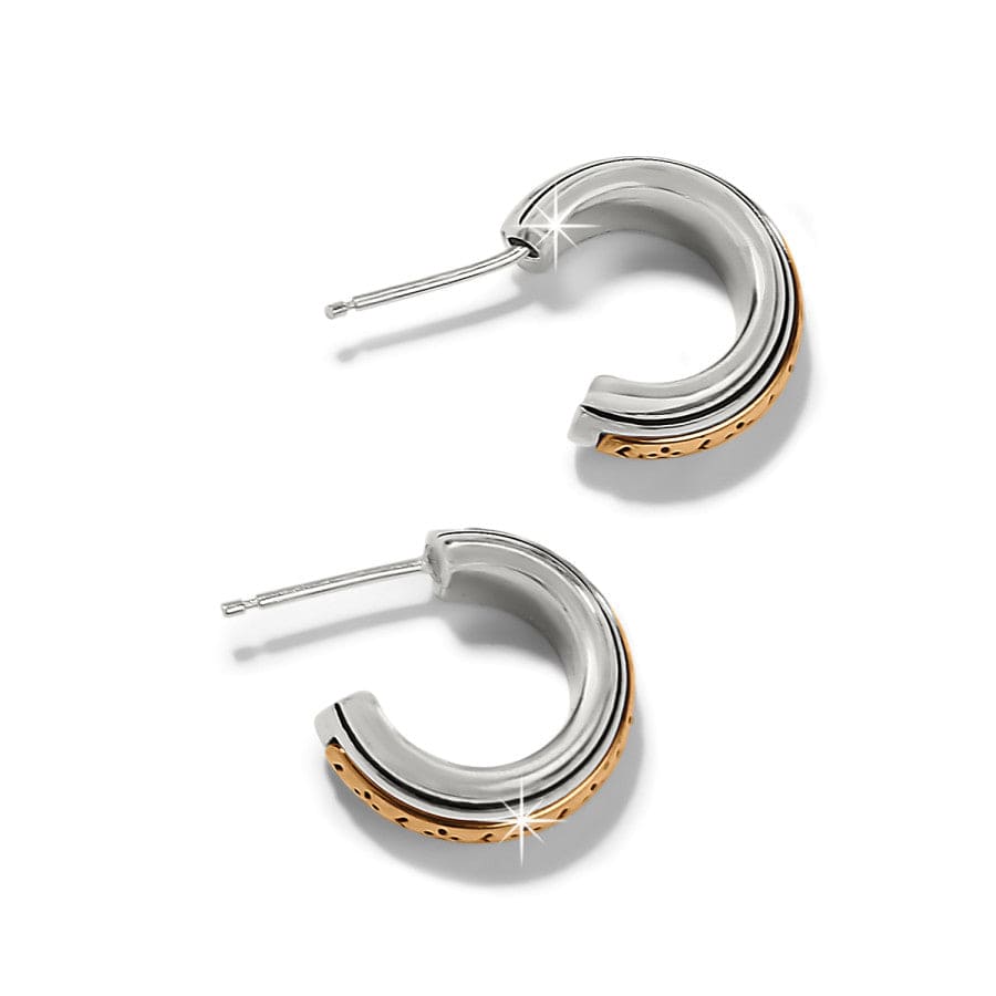 Mosaic Two Tone Mini Hoop Post Earrings silver-gold 2