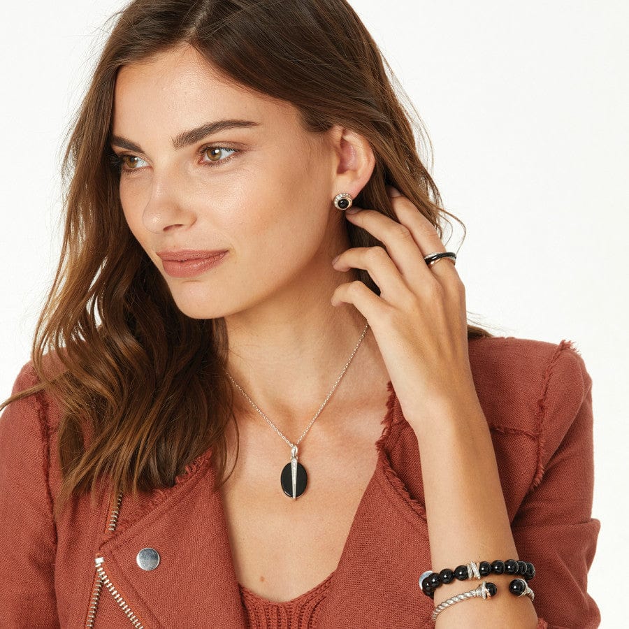 Neptune's Rings Oval Black Agate Reversible Short Necklace