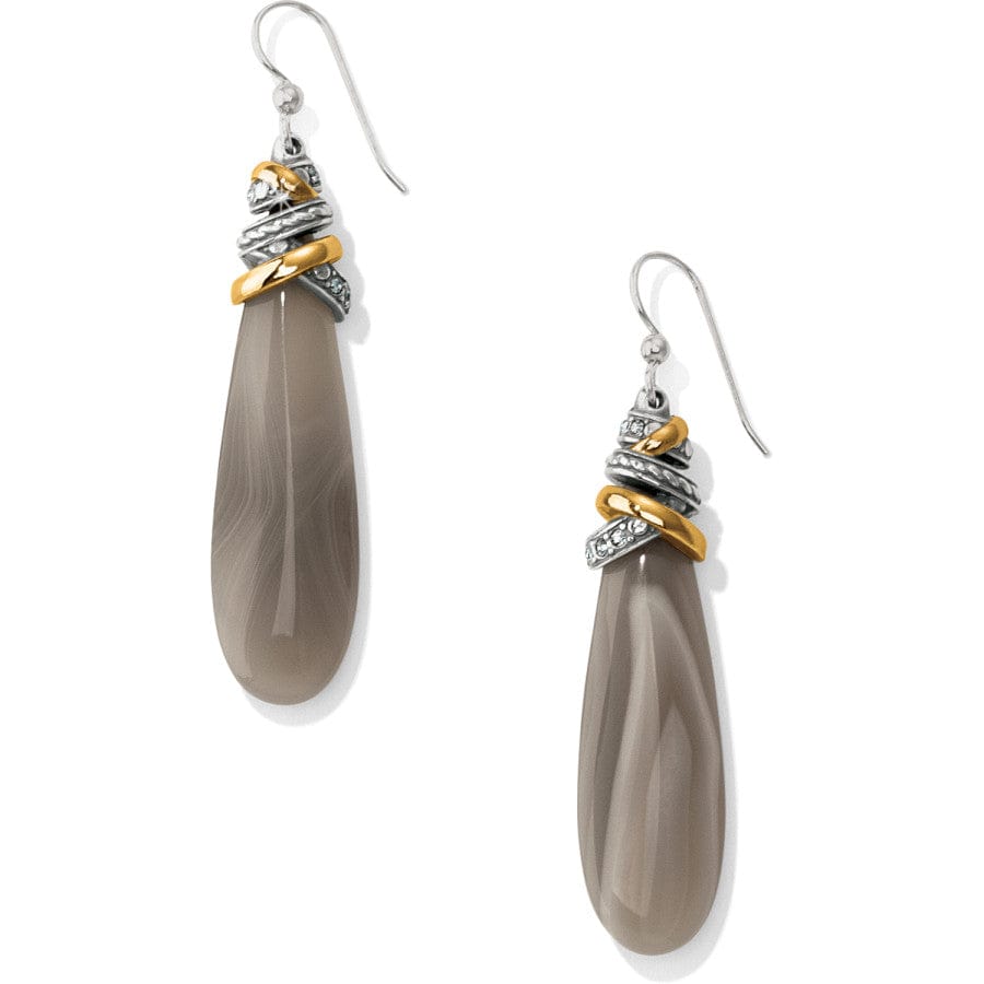Neptune's Rings Pyramid Banded Agate French Wire Earrings grey 1