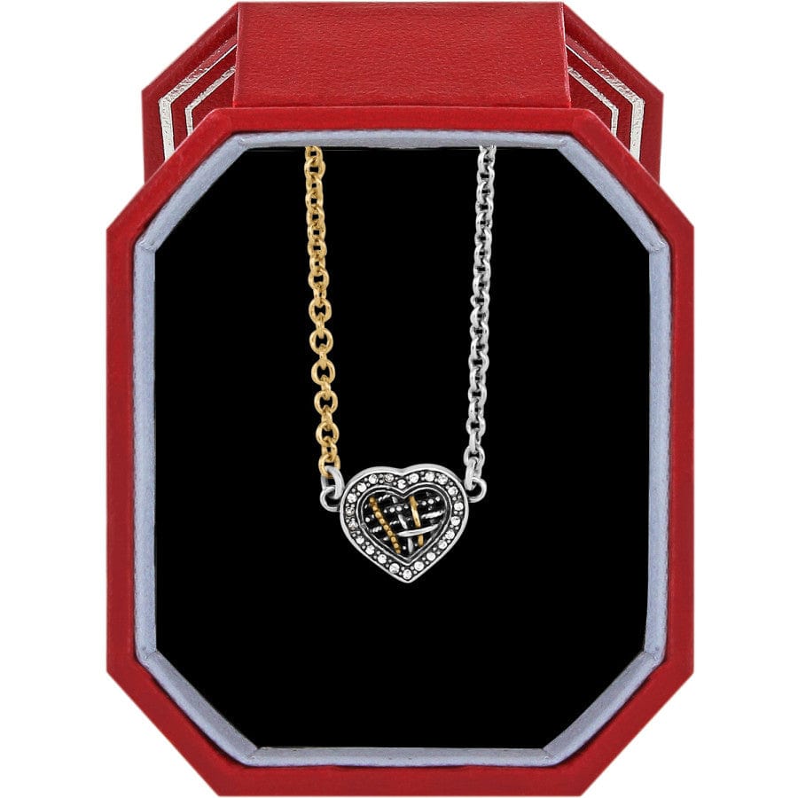 Neptune's Rings Woven Petite Heart Necklace Gift Box silver-gold 1