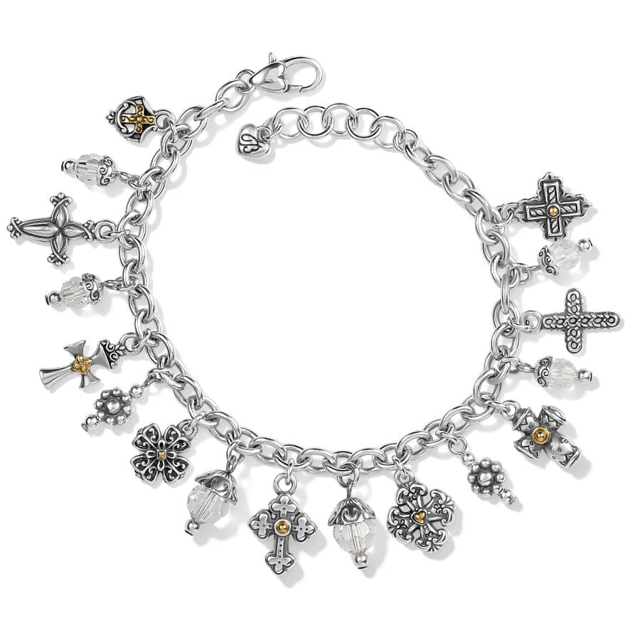 Sarafina Silver Tone Diamond Accent Cross Charm Bracelet
