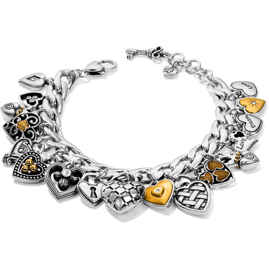 Buy 925 Sterling Silver Fancy Cz Heart Charm Bracelet | TrueSilver