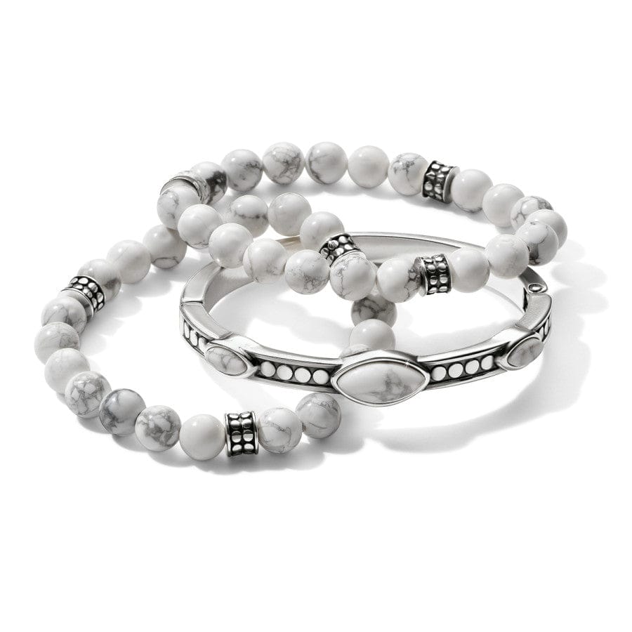 Pebble Dot Dream Howlite Hinged Bangle silver-white 3