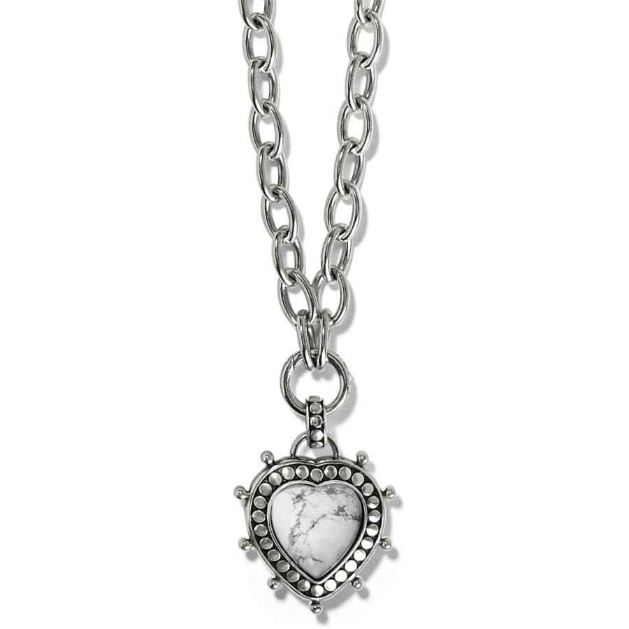 Pebble Dot Hati Howlite Heart Necklace silver-white 1