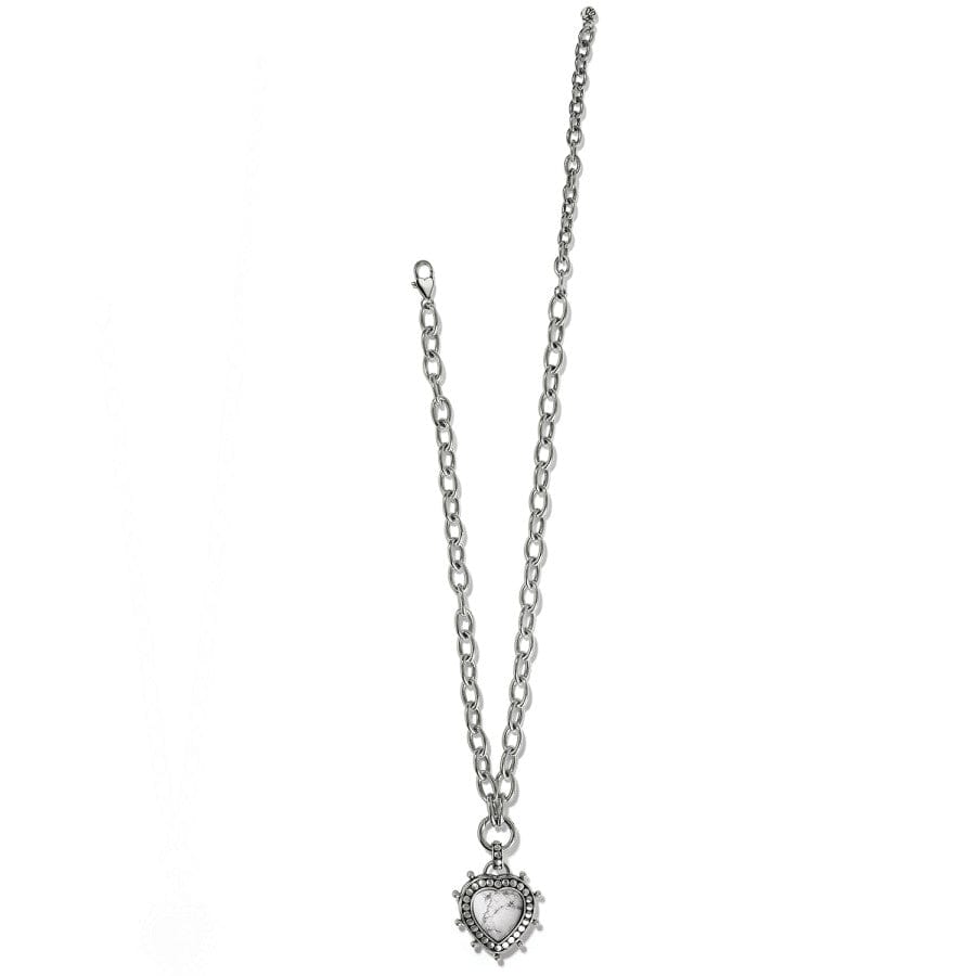 Pebble Dot Hati Howlite Heart Necklace silver-white 2