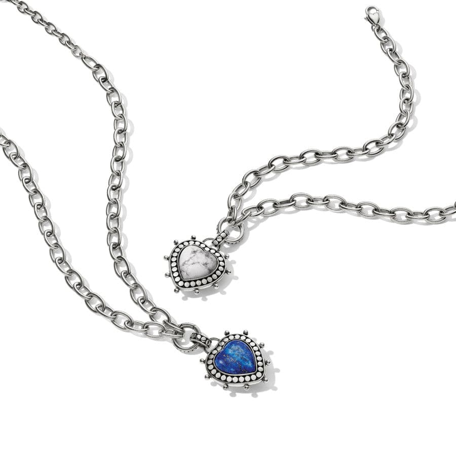 Pebble Dot Hati Howlite Heart Necklace silver-white 3