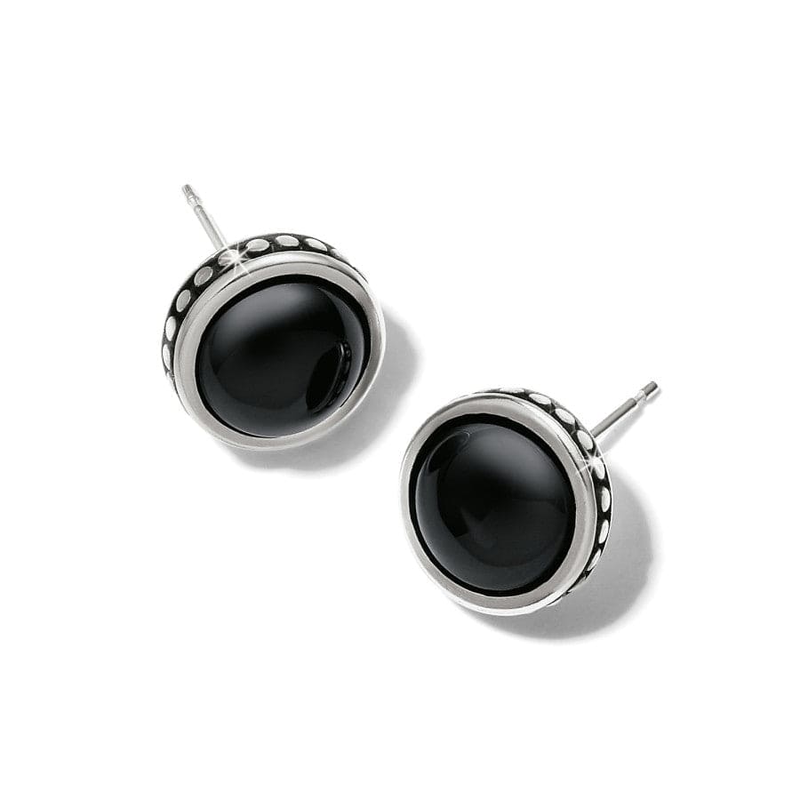 Pebble Dot Onyx Post Earrings silver-black 2
