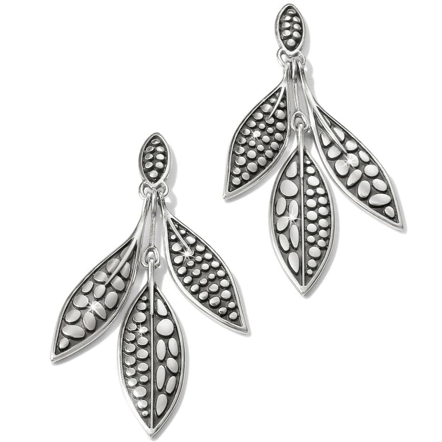 Pebble Leaf Trio Post Drop Earrings silver 1