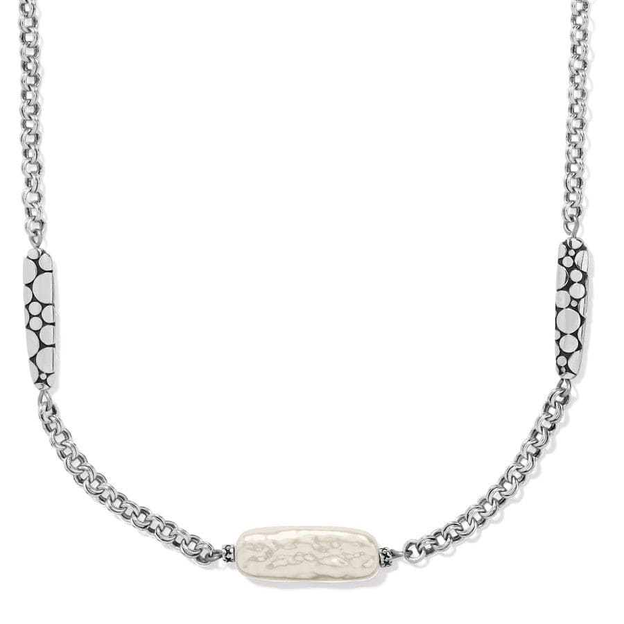 Pebble Pearl Double Link Necklace silver-pearl 1