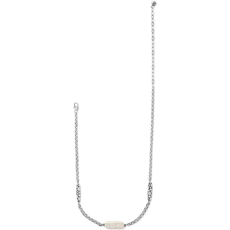 Pebble Pearl Double Link Necklace silver-pearl 2