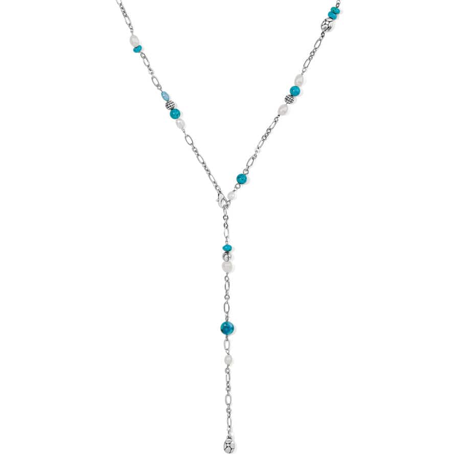 Pebble Turquoise And Pearl Convertible Y Necklace silver-turquoise 1