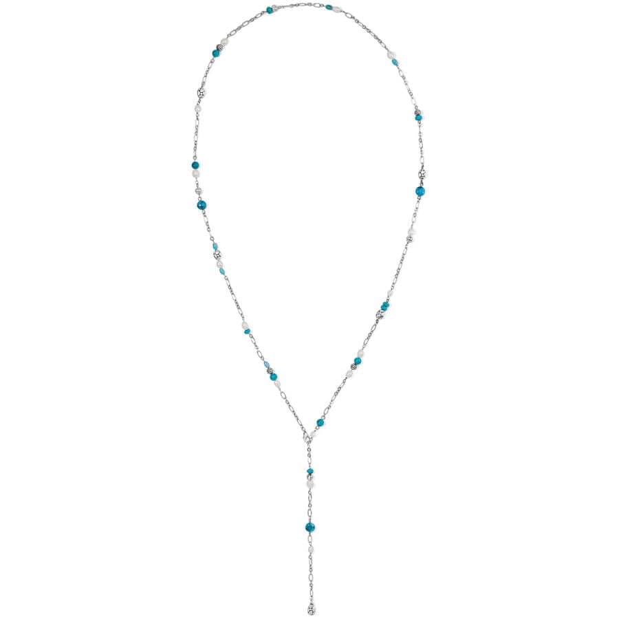 Pebble Turquoise And Pearl Convertible Y Necklace silver-turquoise 2