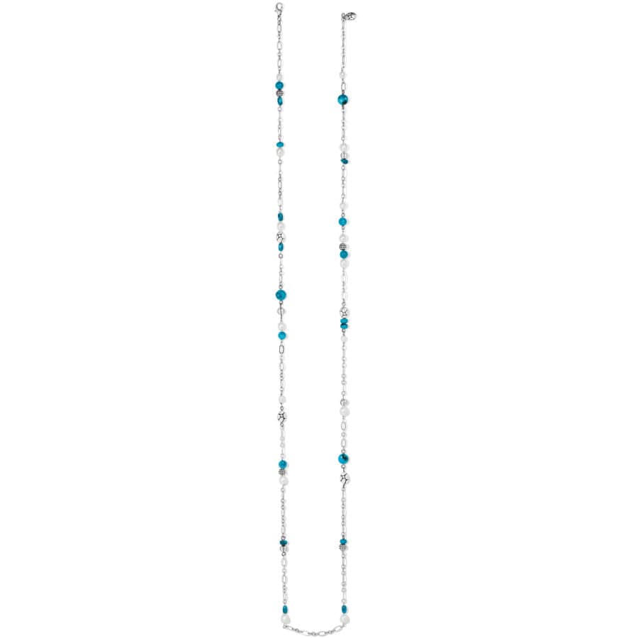 Pebble Turquoise And Pearl Convertible Y Necklace silver-turquoise 3