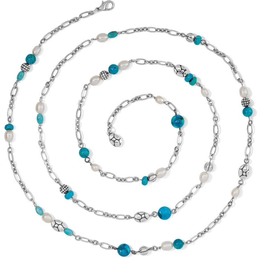 Pebble Turquoise And Pearl Convertible Y Necklace silver-turquoise 4